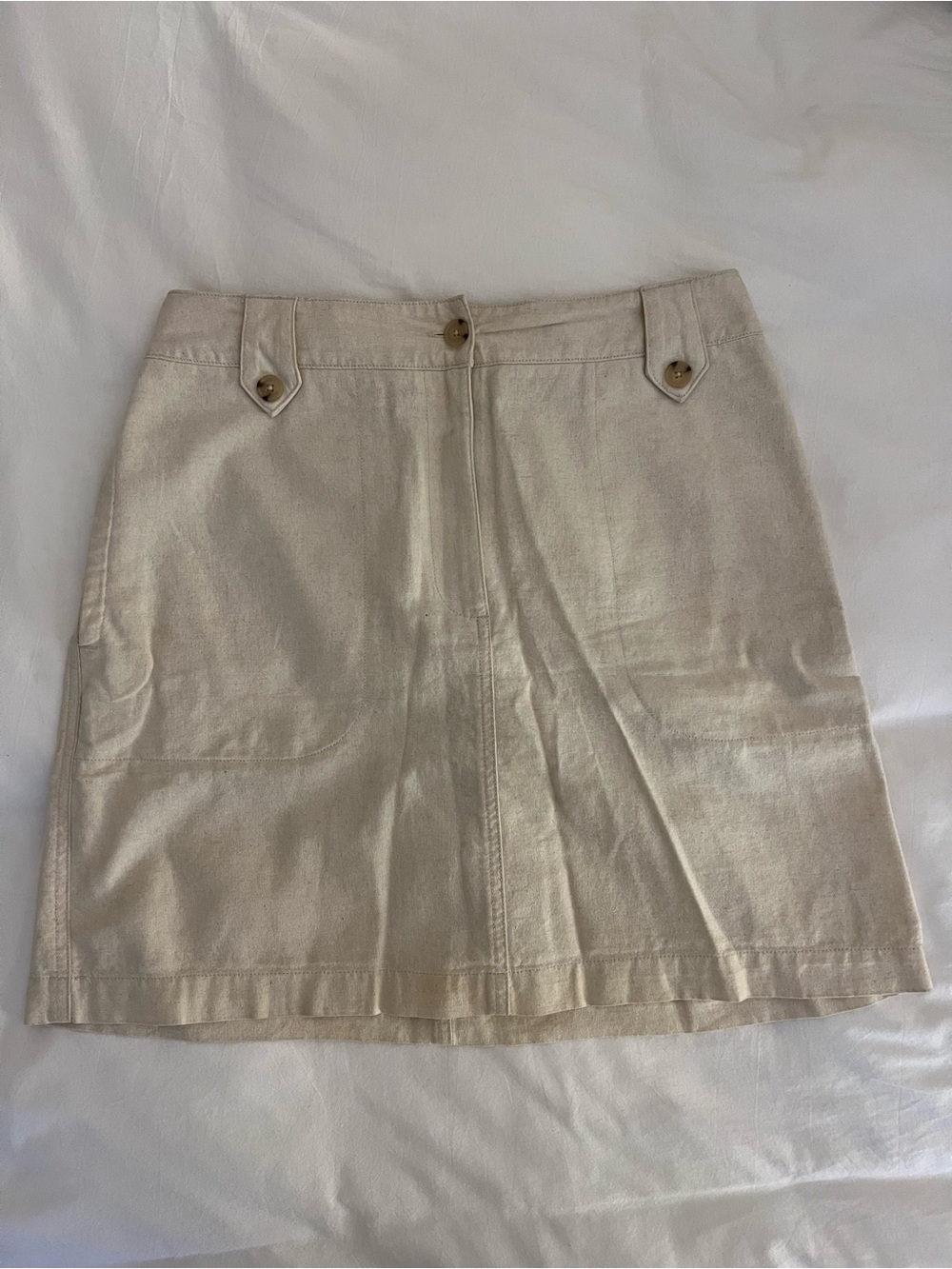 Universal Thread Cream Button-Detail A-Line Mini Skirt
